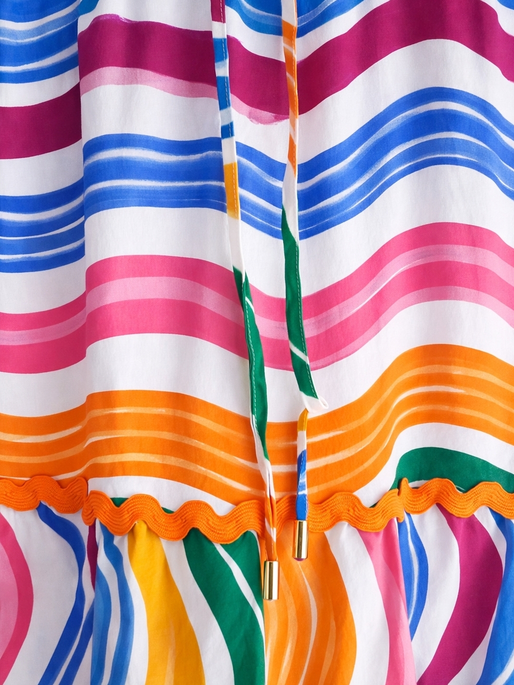 Rachel Zoe Colorful Striped Tiered Midi Skirt Cotton Boho Resort Summer Size L - Picture 3 of 11